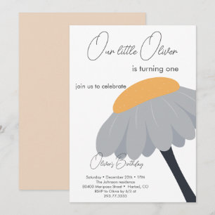 Invitation Première fête d'anniversaire Chamomile Fleur migno