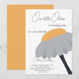 Invitation Première fête d'anniversaire Chamomile Fleur migno