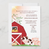 Invitation Première fête d'anniversaire Cow Cog Farm Annivers (Devant)