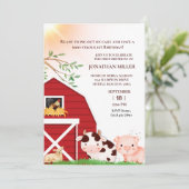 Invitation Première fête d'anniversaire Cow Cog Farm Annivers (Debout devant)