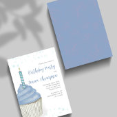 Invitation Première fête d'anniversaire Cute Blue Boy Cupcake
