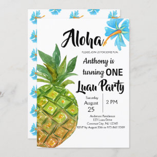 Invitation Première fête d'anniversaire d'ananas tropical de