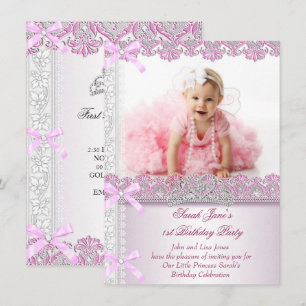 Invitation Première fête d'anniversaire de 1 an Filles Prince