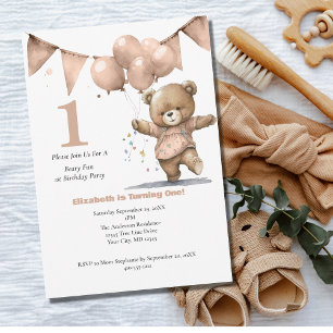 Invitation Première fête d'anniversaire de 1 an pour bébé fil