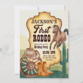 Invitation Première fête d'anniversaire de cowboy rodéo (Devant)