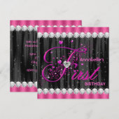 Invitation Première fête d'anniversaire de filles (Devant / Derrière)