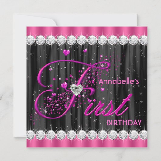 Invitation Première fête d'anniversaire de filles (Devant)