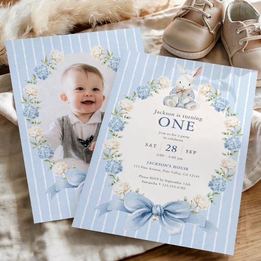 Invitation Première fête d'anniversaire de garçon avec un lap