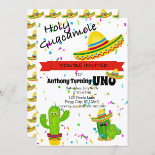 Invitation Première fête d'anniversaire de guacamole saint
