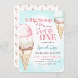 Invitation Première fête d'anniversaire de la crème glacée