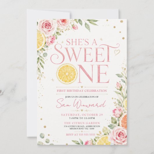 Invitation Première fête d'anniversaire de la Douce (Devant)