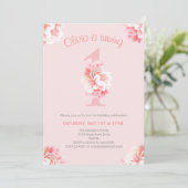 Invitation Première fête d'anniversaire de la fille rose mign (Debout devant)