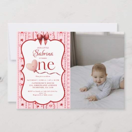 Invitation Première fête d'anniversaire de la Saint-Valentin (Devant)