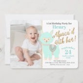 Invitation Première fête d'anniversaire de l'Alpaca avec phot (Devant)