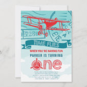 Invitation Première fête d'anniversaire de l'avion (Devant)