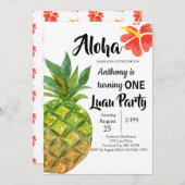 Invitation Première fête d'anniversaire de Luau Pineapple (Devant / Derrière)