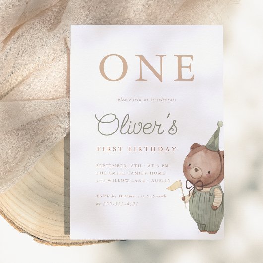 Invitation Première fête d'anniversaire de Nounours