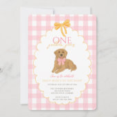 Invitation Première fête d'anniversaire de Pink Golden Retrie (Devant)