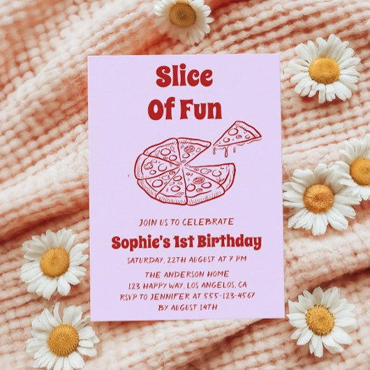 Invitation Première fête d'anniversaire de Red Slice of Fun P