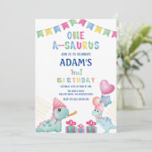 Invitation Première fête d'anniversaire Deux dinosaures (Debout devant)