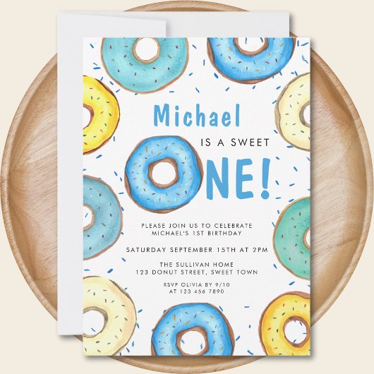 Invitation Première fête d'anniversaire du Garçon de la Donut