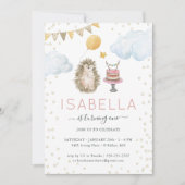 Invitation Première fête d'anniversaire du petit hérisson (Devant)