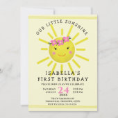 Invitation Première fête d'anniversaire du soleil jaune pâle (Devant)