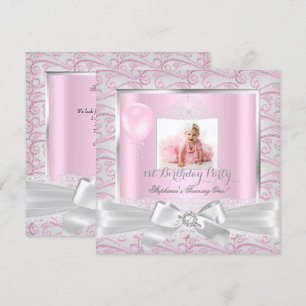 Invitation Première Fête d'Anniversaire Filles Couronne de Di