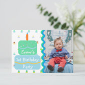 Invitation Première fête d'anniversaire pour bébé garçon Invi (Debout devant)