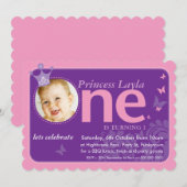 Invitation PREMIÈRE FÊTE D'ANNIVERSAIRE POUR ENFANTS PHOTO d' (Devant / Derrière)