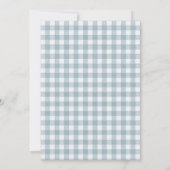 Invitation Première Fête d'anniversaire Western Bleu Gingham (Dos)