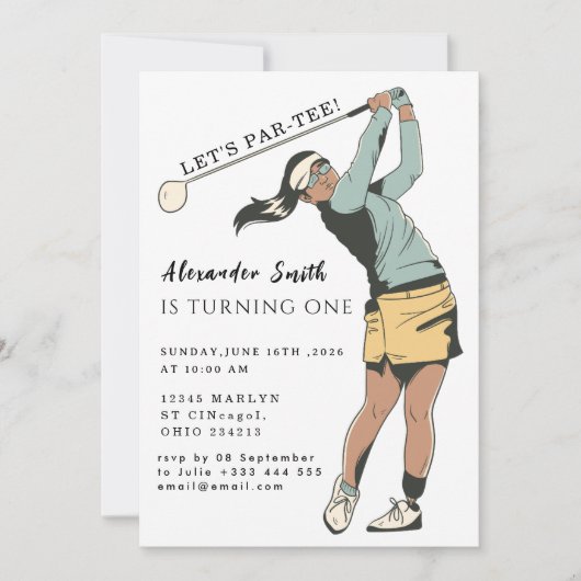 Invitation Première fête de golf d'anniversaire (Devant)