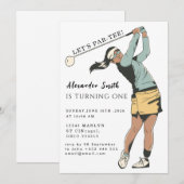 Invitation Première fête de golf d'anniversaire (Devant / Derrière)