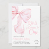 Invitation Première fête de la fille aux pieds roses (Devant)