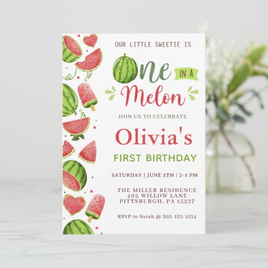 Invitation Première fête de la pastèque (Debout devant)