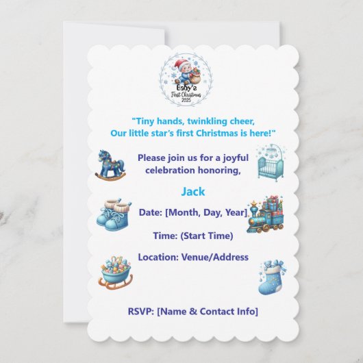 Invitation - Première fête de Noël du bébé Invitat (Devant)