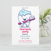 Invitation Première fête des dents (Debout devant)