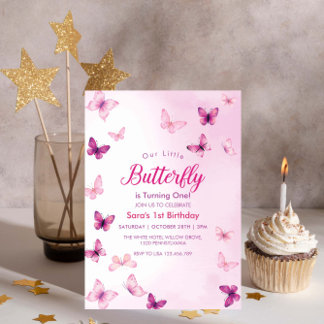 Invitation Première fête des papillons de luxe