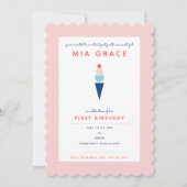 Invitation Première fête virtuelle de la crème glacée d'anniv (Devant)