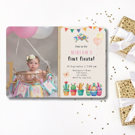 Invitation Première Fiesta Cactus Succulente Fille Anniversai