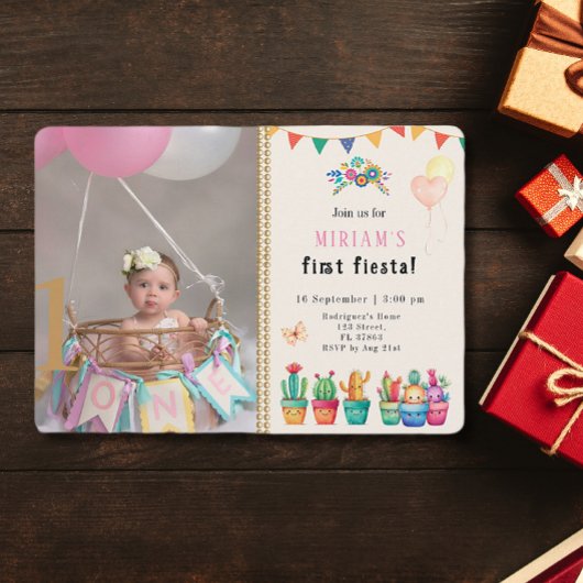 Invitation Première Fiesta Cactus Succulente Fille Anniversai