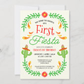 Invitation Première Fiesta - Cute Cactus Fille 1er anniversai (Devant)
