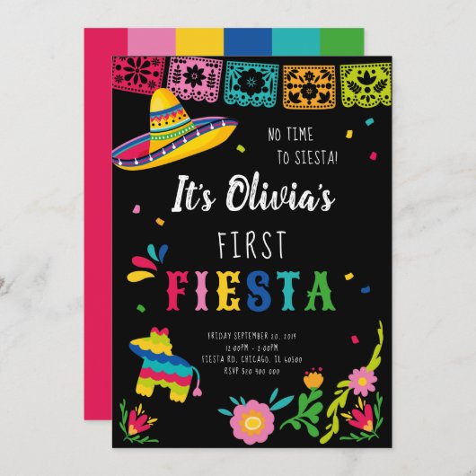 Invitation Première Fiesta, Pas le temps de faire la sieste (Devant / Derrière)