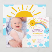 Invitation Première fille Anniversaire Photo Petit soleil Pho (Devant / Derrière)