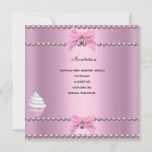 Invitation Première fille anniversaire Pink Cupcakes White Pe (Dos)