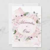 Invitation Première Fille d'anniversaire Jolie rose Roses (Dos)