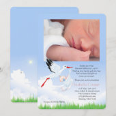 Invitation Première fille de baby shower de courrier de photo (Devant / Derrière)