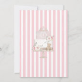 Invitation Première fille de naissance rose en chaise haute (Dos)