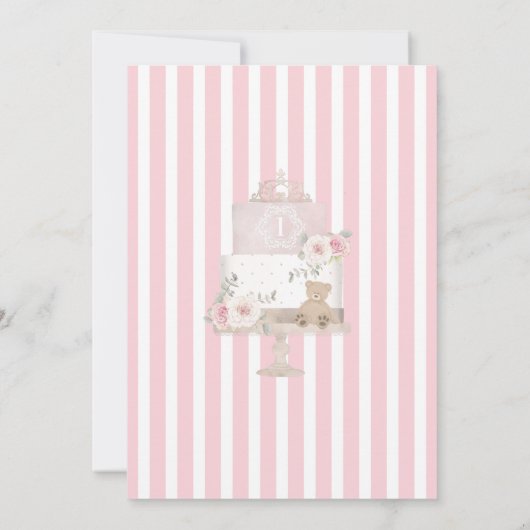 Invitation Première fille de naissance rose en chaise haute (Dos)