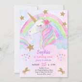 Invitation Première fille de Unicorn Premier anniversaire Rai (Devant)